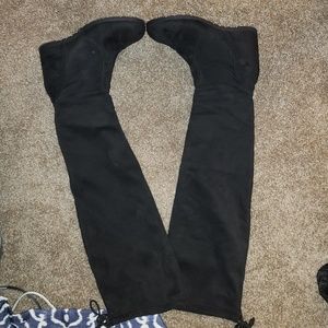 Thigh high wedge boots